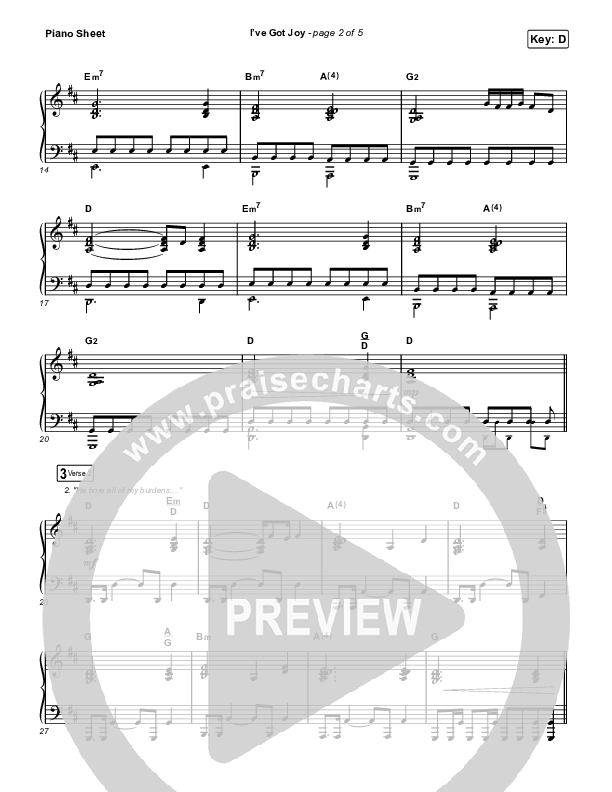 I've Got Joy Piano Sheet (CeCe Winans)