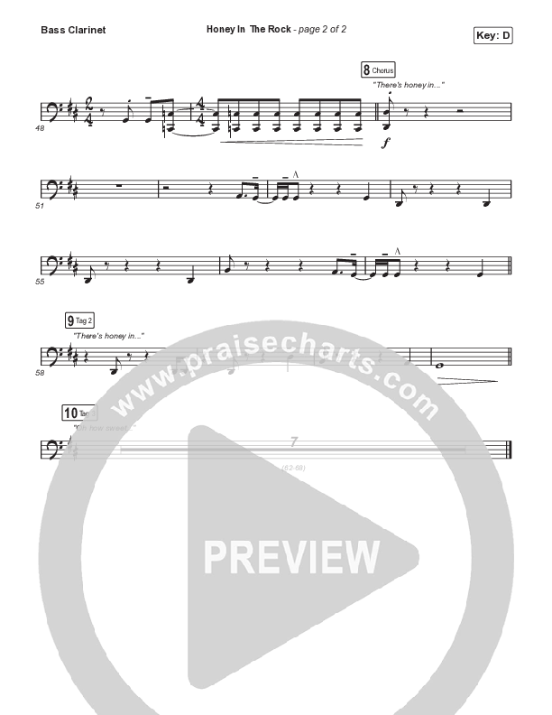 Honey In The Rock (Choral Anthem SATB) Bass Clarinet (Brooke Ligertwood / Arr. Mason Brown)