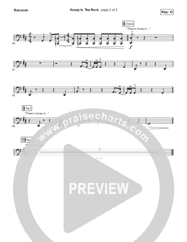 Honey In The Rock (Choral Anthem SATB) Bassoon (Brooke Ligertwood / Arr. Mason Brown)