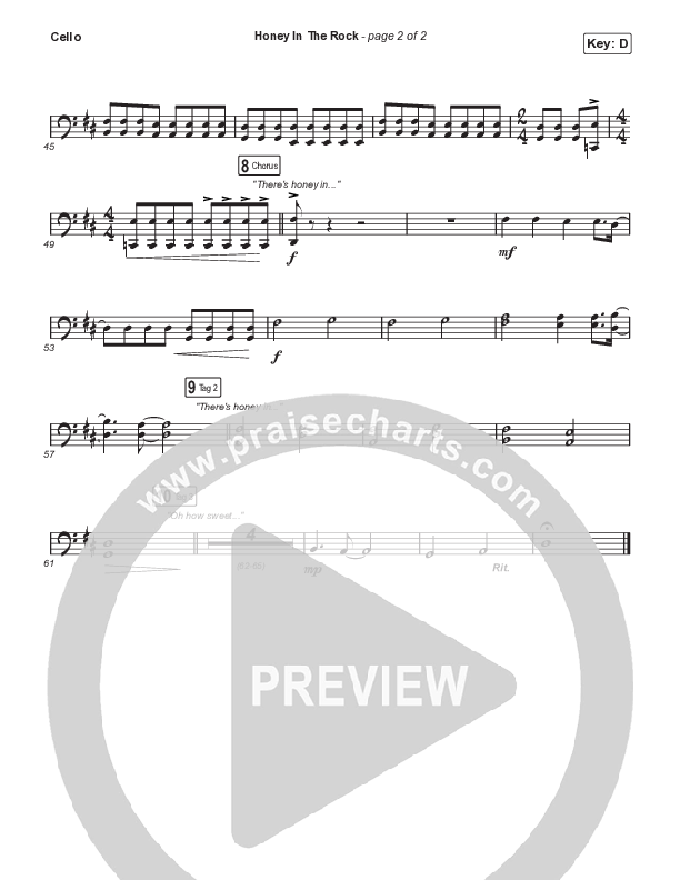 Honey In The Rock (Choral Anthem SATB) Cello (Brooke Ligertwood / Arr. Mason Brown)