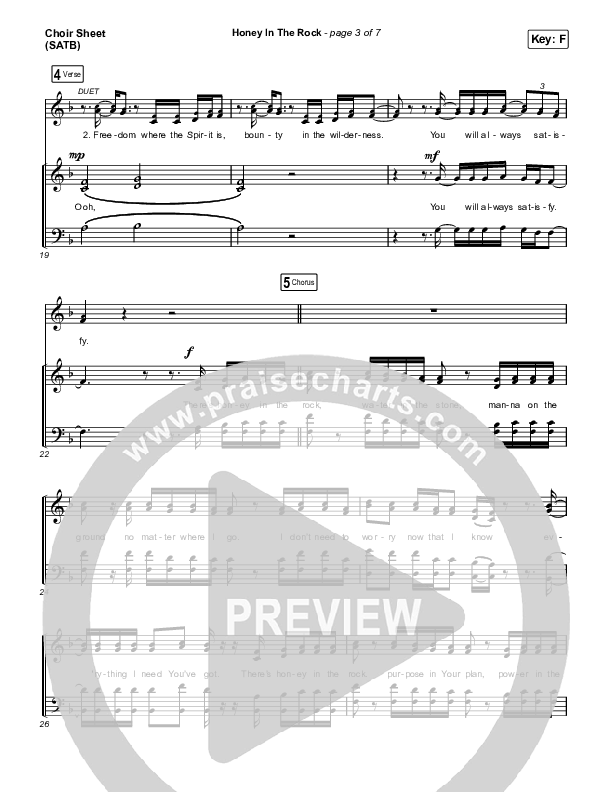 Honey In The Rock (Choral Anthem SATB) Choir Vocals (SATB) (Brooke Ligertwood / Arr. Mason Brown)