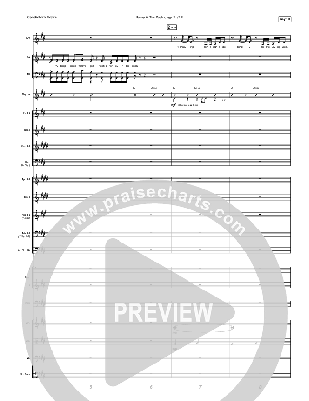 Honey In The Rock (Choral Anthem SATB) Orchestration (Brooke Ligertwood / Arr. Mason Brown)