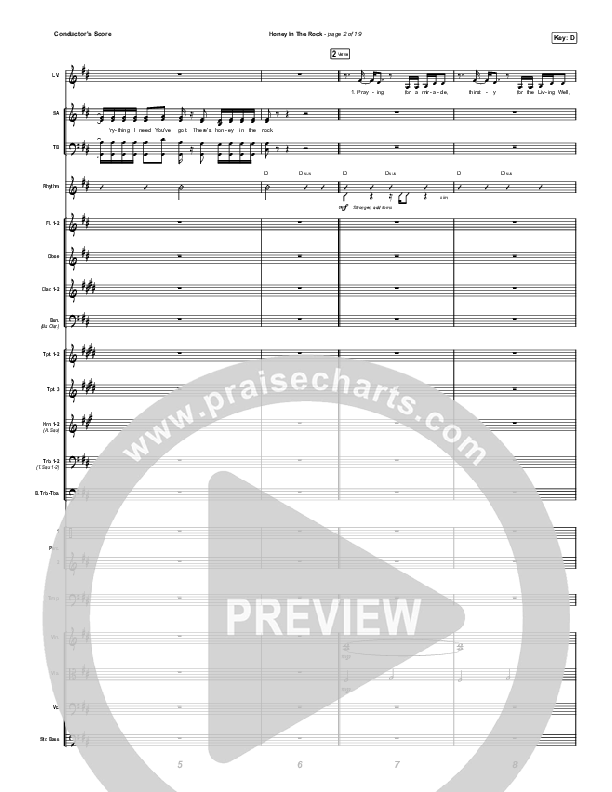 Honey In The Rock (Choral Anthem SATB) Orchestration (Brooke Ligertwood / Arr. Mason Brown)