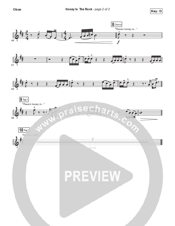 Honey In The Rock (Choral Anthem SATB) Oboe (Brooke Ligertwood / Arr. Mason Brown)