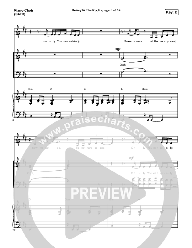 Honey In The Rock (Choral Anthem SATB) Piano/Vocal (SATB) (Brooke Ligertwood / Arr. Mason Brown)