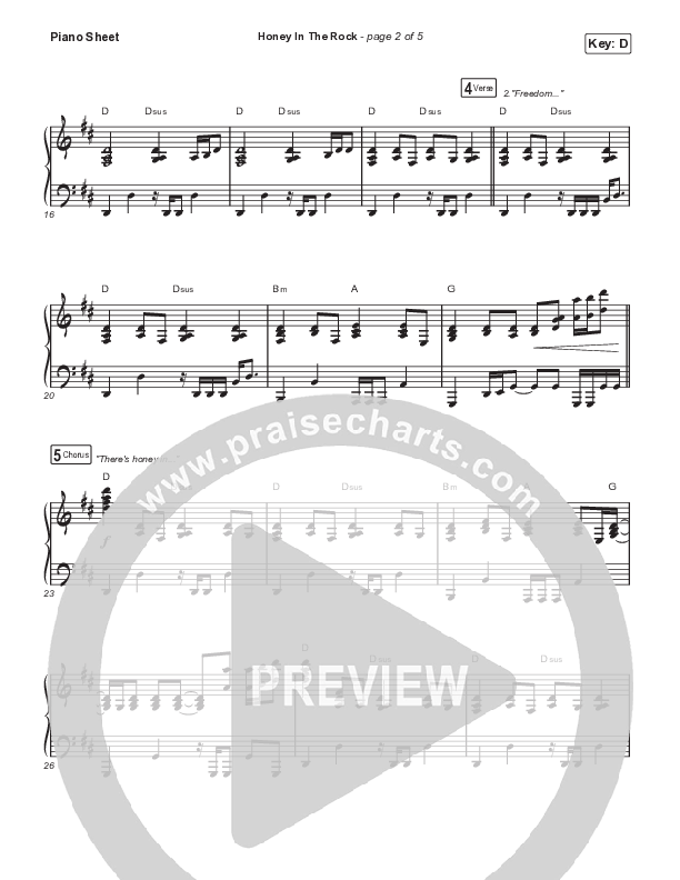 Honey In The Rock (Choral Anthem SATB) Piano Sheet (Brooke Ligertwood / Arr. Mason Brown)