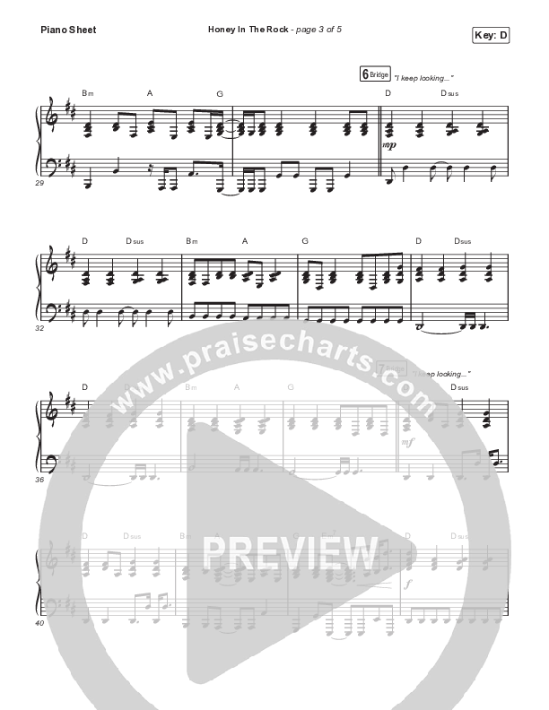 Honey In The Rock (Choral Anthem SATB) Piano Sheet (Brooke Ligertwood / Arr. Mason Brown)