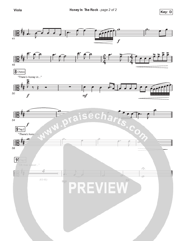 Honey In The Rock (Choral Anthem SATB) Viola (Brooke Ligertwood / Arr. Mason Brown)