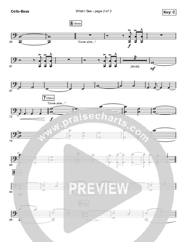 What I See (Choral Anthem SATB) Cello/Bass (Elevation Worship / Arr. Mason Brown)