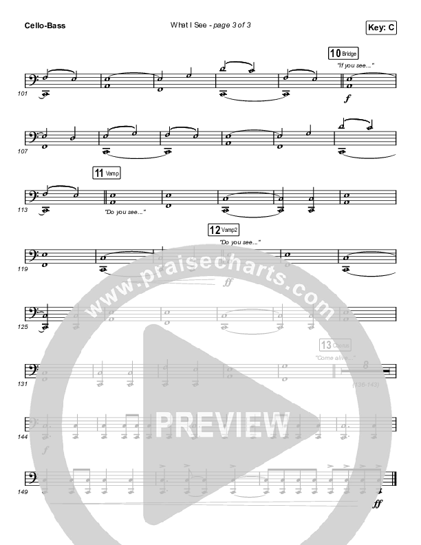 What I See (Choral Anthem SATB) Cello/Bass (Elevation Worship / Arr. Mason Brown)