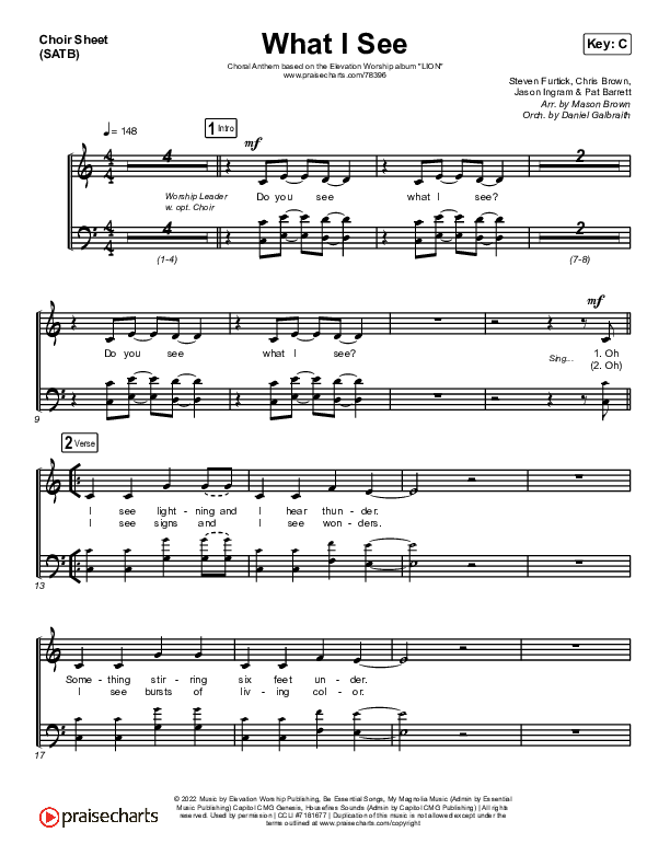 What I See (Choral Anthem SATB) Choir Sheet (SATB) (Elevation Worship / Arr. Mason Brown)
