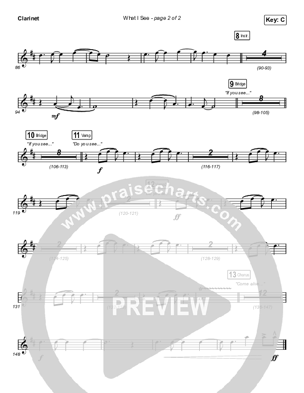 What I See (Choral Anthem SATB) Clarinet 1,2 (Elevation Worship / Arr. Mason Brown)