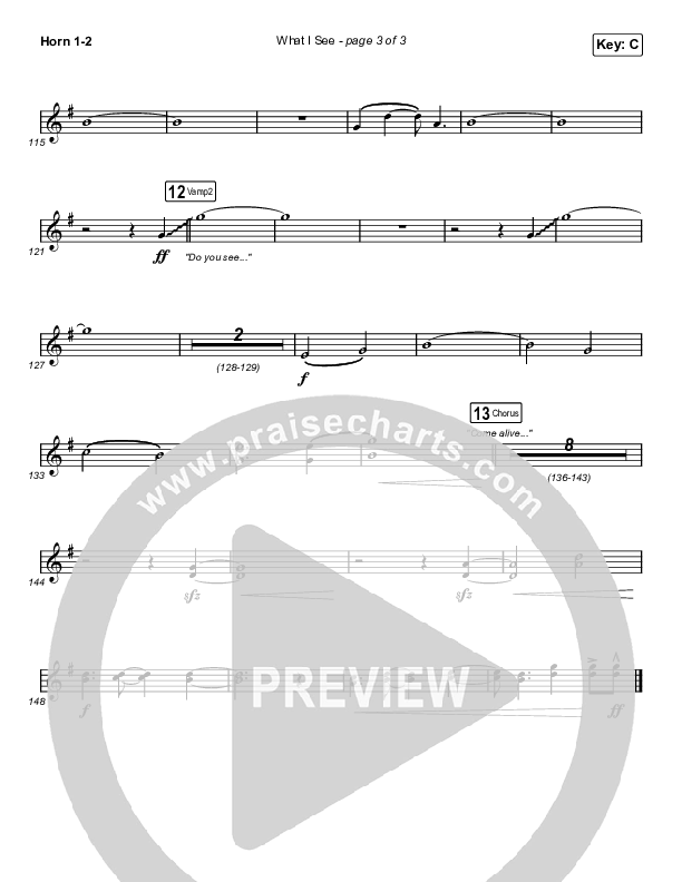 What I See (Choral Anthem SATB) French Horn 1,2 (Elevation Worship / Arr. Mason Brown)