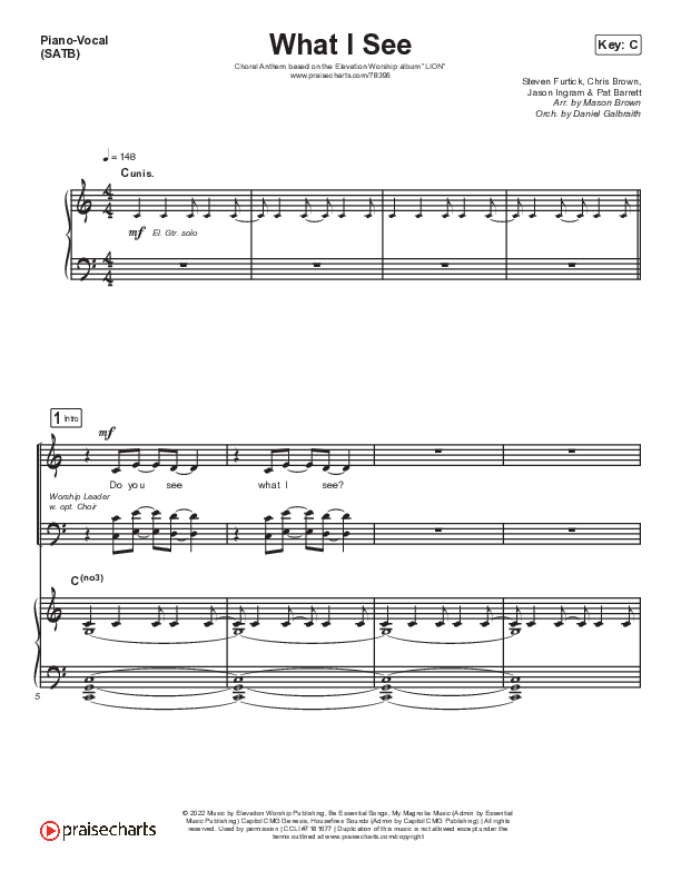 What I See (Choral Anthem SATB) Piano/Vocal (SATB) (Elevation Worship / Arr. Mason Brown)
