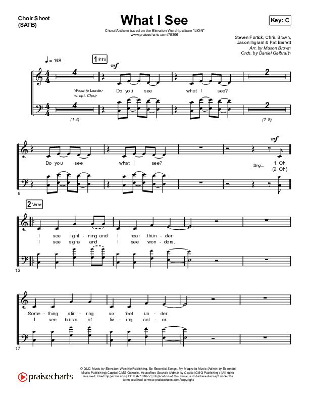 What I See (Choral Anthem SATB) Choir Vocals (SATB) (Elevation Worship / Arr. Mason Brown)