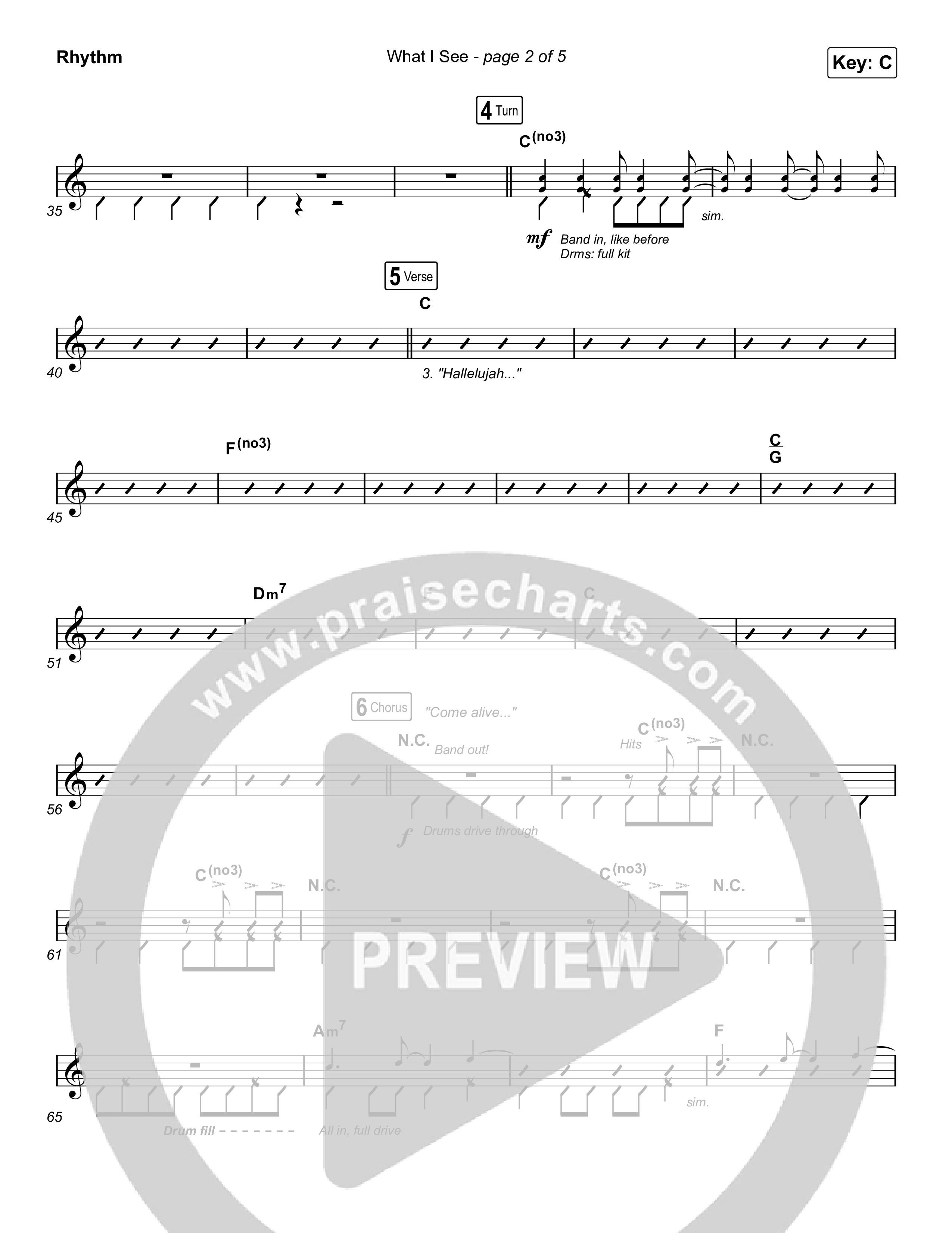 What I See (Choral Anthem SATB) Rhythm Chart (Elevation Worship / Arr. Mason Brown)