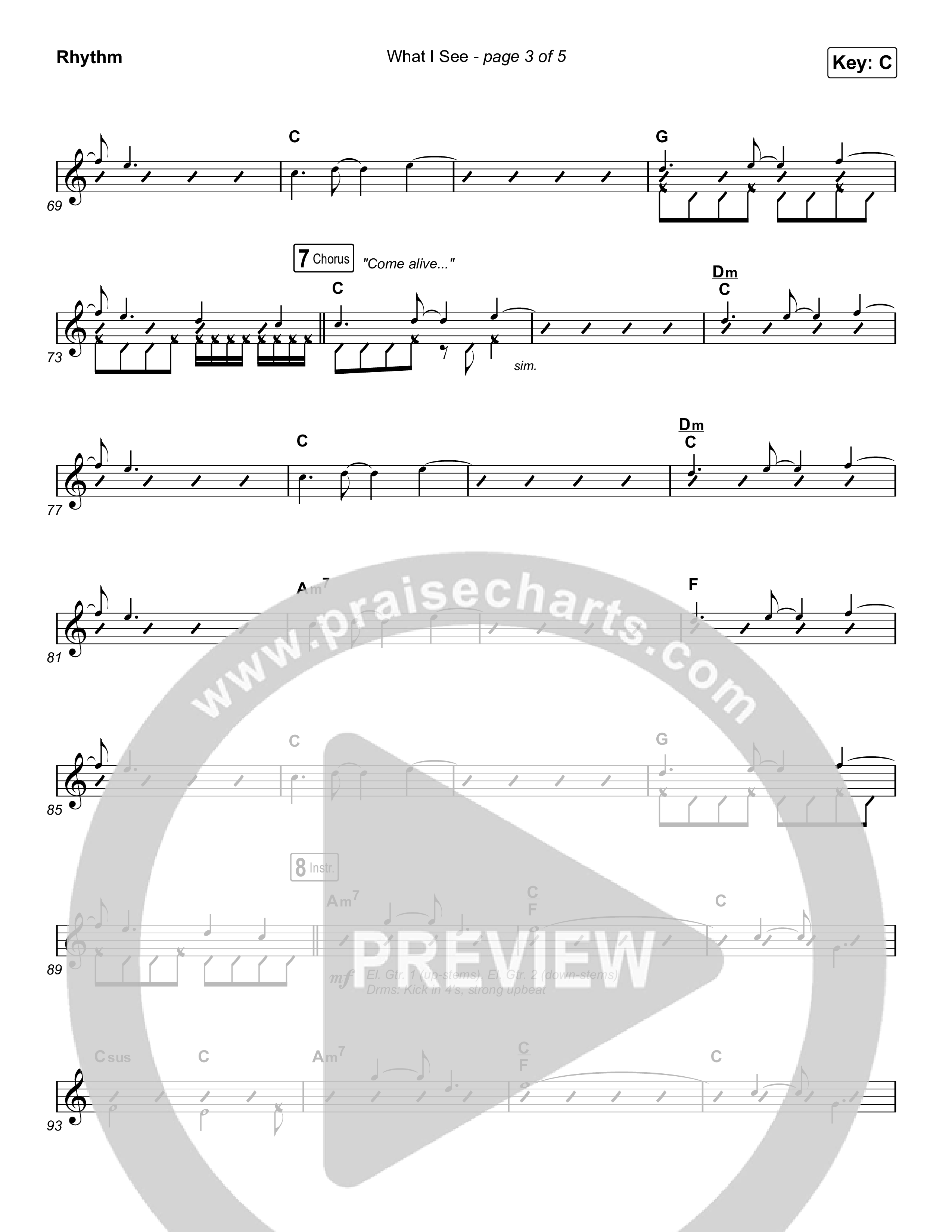 What I See (Choral Anthem SATB) Rhythm Chart (Elevation Worship / Arr. Mason Brown)