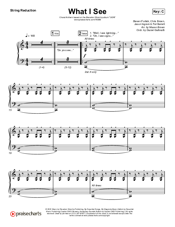 What I See (Choral Anthem SATB) String Reduction (Elevation Worship / Arr. Mason Brown)