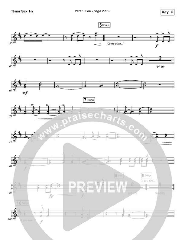What I See (Choral Anthem SATB) Tenor Sax 1,2 (Elevation Worship / Arr. Mason Brown)