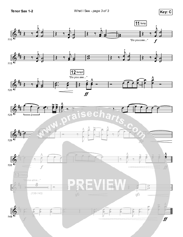 What I See (Choral Anthem SATB) Tenor Sax 1,2 (Elevation Worship / Arr. Mason Brown)