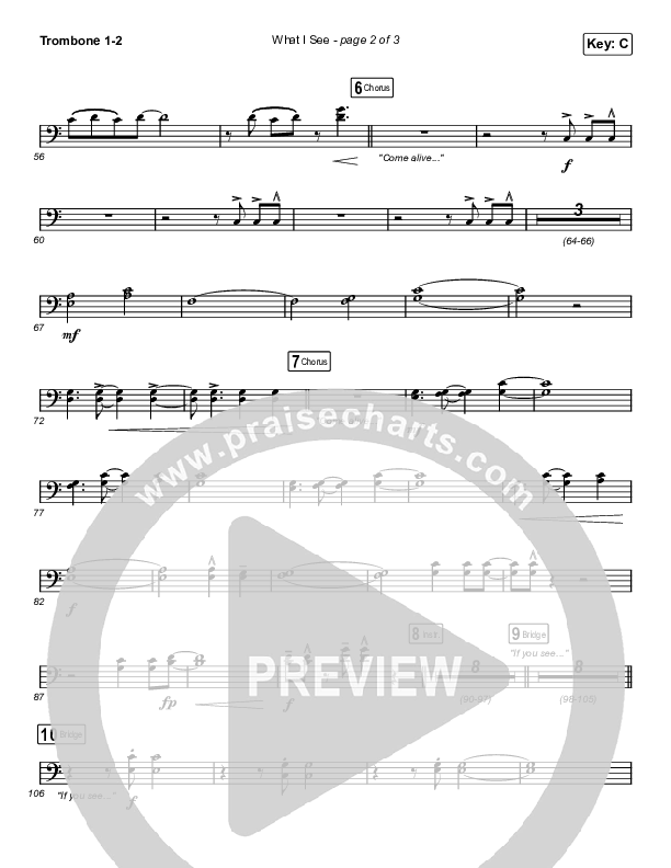 What I See (Choral Anthem SATB) Trombone 1/2 (Elevation Worship / Arr. Mason Brown)