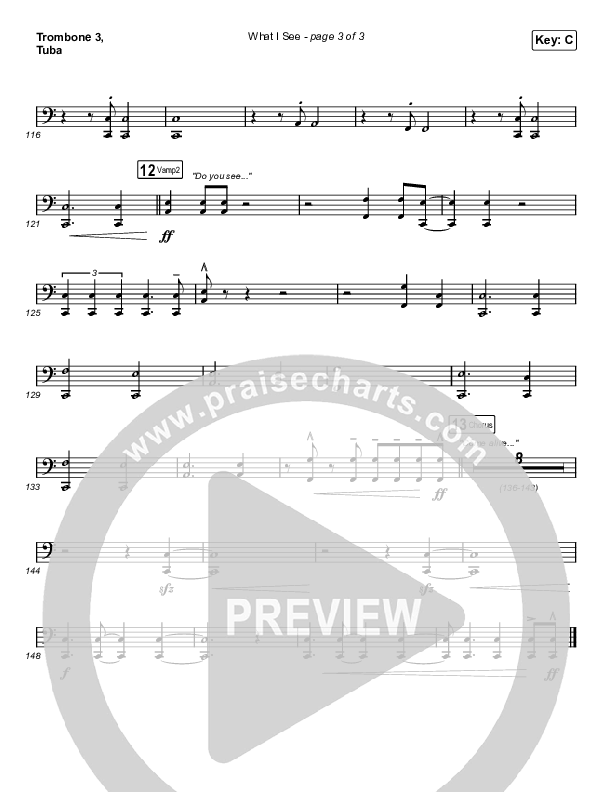 What I See (Choral Anthem SATB) Trombone 3/Tuba (Elevation Worship / Arr. Mason Brown)