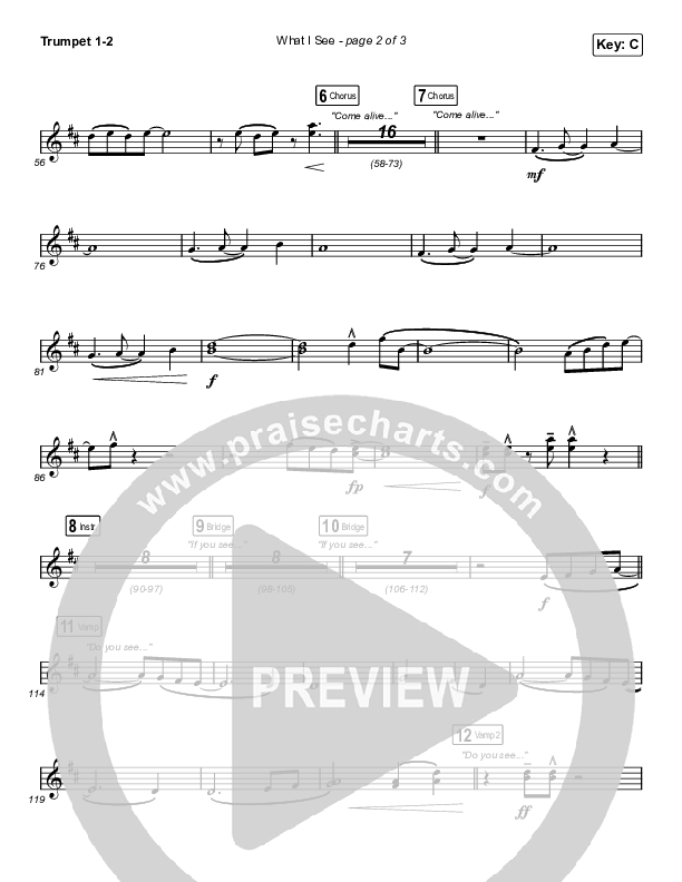 What I See (Choral Anthem SATB) Trumpet 1,2 (Elevation Worship / Arr. Mason Brown)