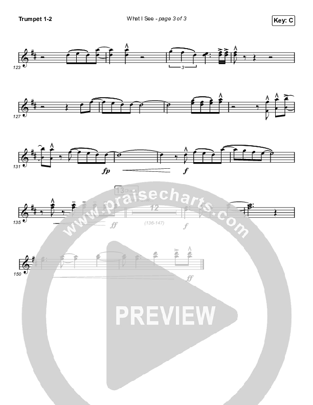 What I See (Choral Anthem SATB) Trumpet 1,2 (Elevation Worship / Arr. Mason Brown)