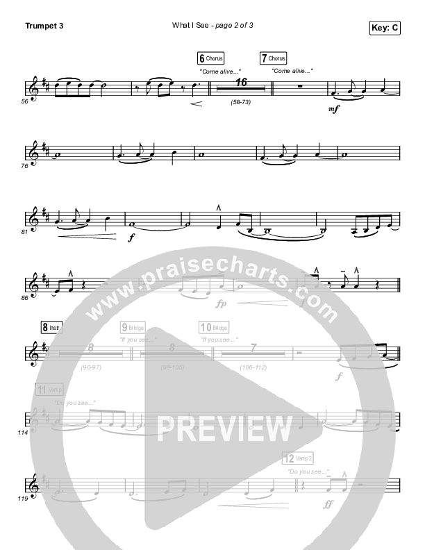 What I See (Choral Anthem SATB) Trumpet 3 (Elevation Worship / Arr. Mason Brown)