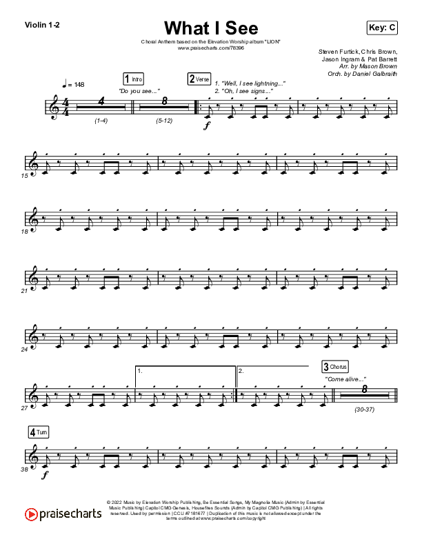 What I See (Choral Anthem SATB) String Pack (Elevation Worship / Arr. Mason Brown)