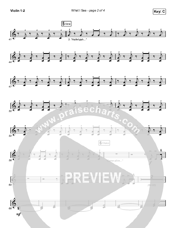 What I See (Choral Anthem SATB) Violin 1,2 (Elevation Worship / Arr. Mason Brown)