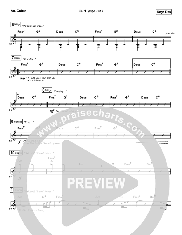LION (Choral Anthem SATB) Acoustic Guitar (Elevation Worship / Arr. Mason Brown)