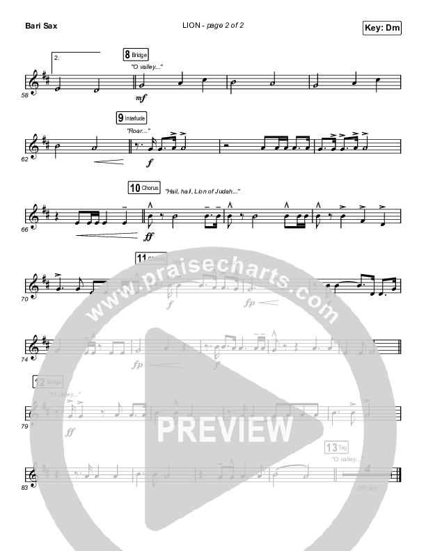 LION (Choral Anthem SATB) Bari Sax (Elevation Worship / Arr. Mason Brown)