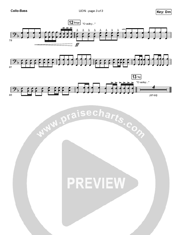 LION (Choral Anthem SATB) Cello/Bass (Elevation Worship / Arr. Mason Brown)