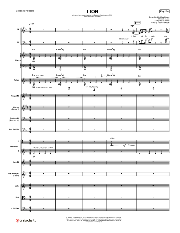LION (Choral Anthem SATB) Conductor's Score (Elevation Worship / Arr. Mason Brown)