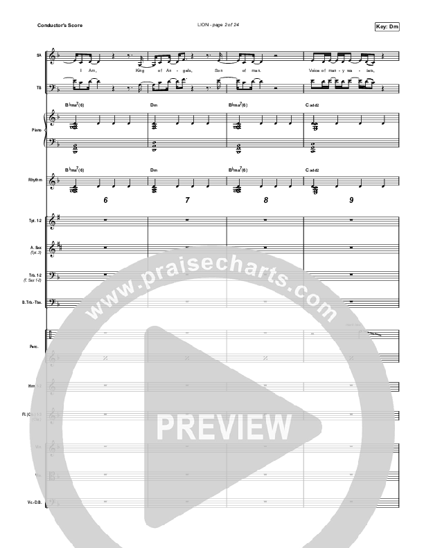 LION (Choral Anthem SATB) Conductor's Score (Elevation Worship / Arr. Mason Brown)