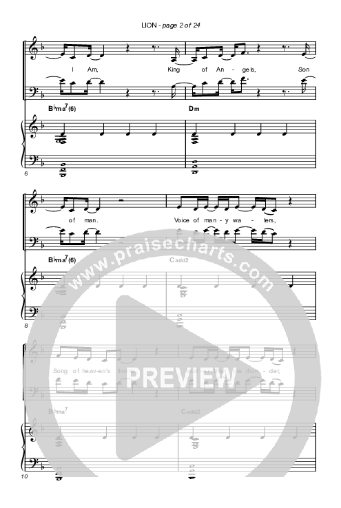 LION (Choral Anthem SATB) Octavo (SATB & Pno) (Elevation Worship / Arr. Mason Brown)