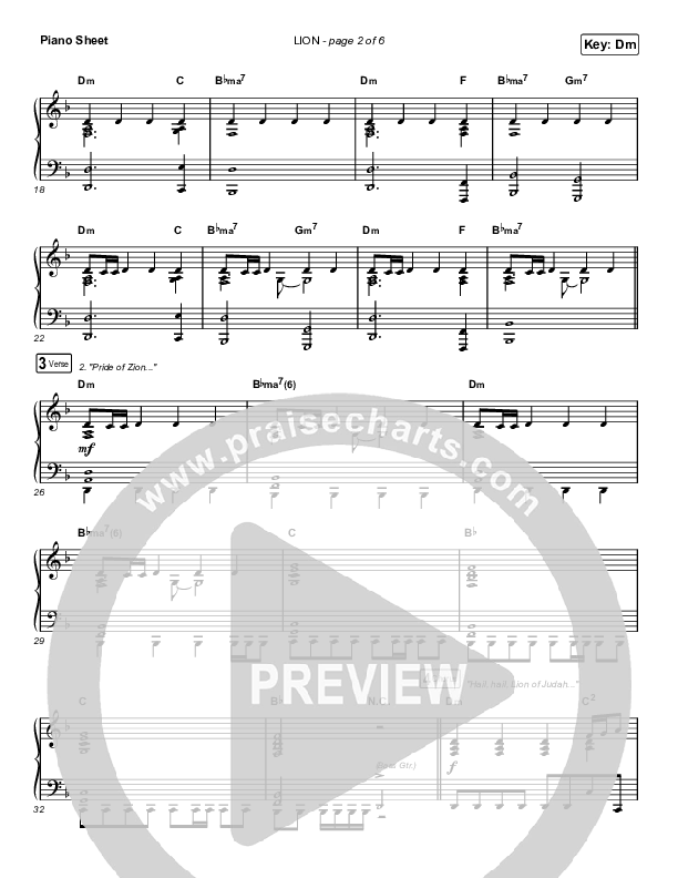 LION (Choral Anthem SATB) Piano Sheet (Elevation Worship / Arr. Mason Brown)