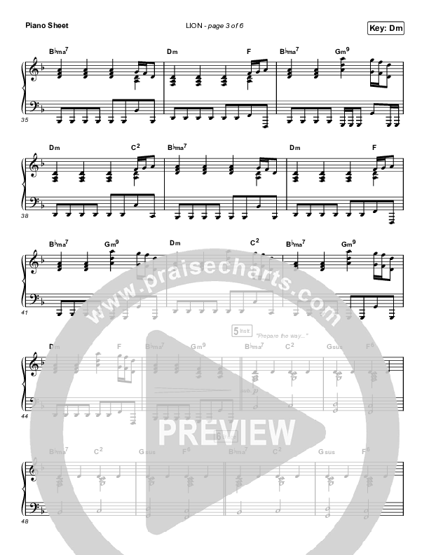 LION (Choral Anthem SATB) Piano Sheet (Elevation Worship / Arr. Mason Brown)