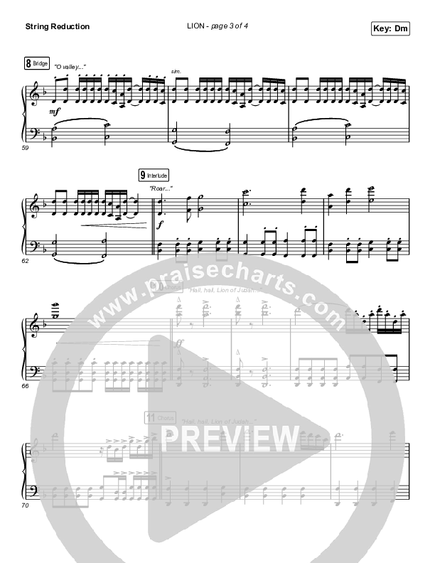 LION (Choral Anthem SATB) String Reduction (Elevation Worship / Arr. Mason Brown)