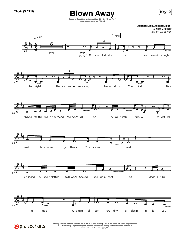 Blown Away Choir Sheet (SATB) (Hillsong UNITED)