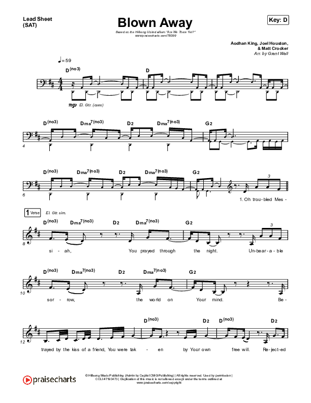 Blown Away Lead Sheet (SAT) (Hillsong UNITED)