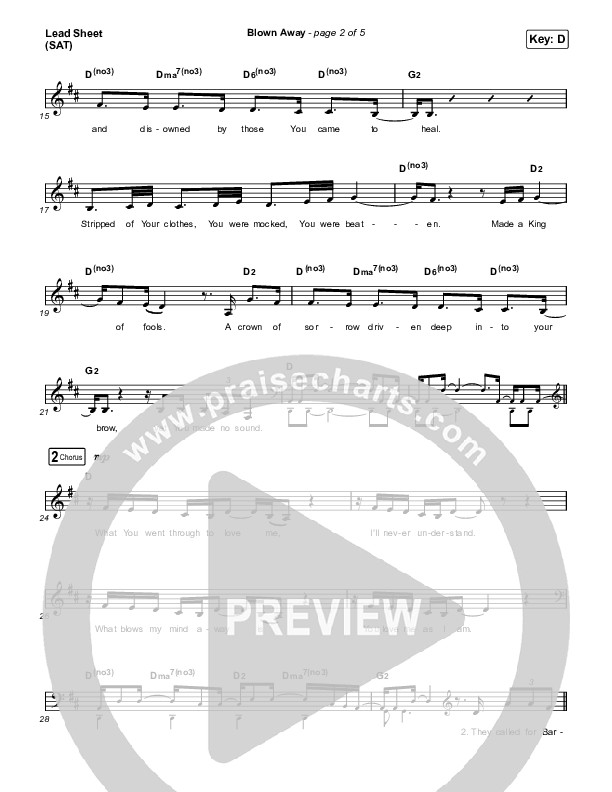 Blown Away Lead Sheet (SAT) (Hillsong UNITED)