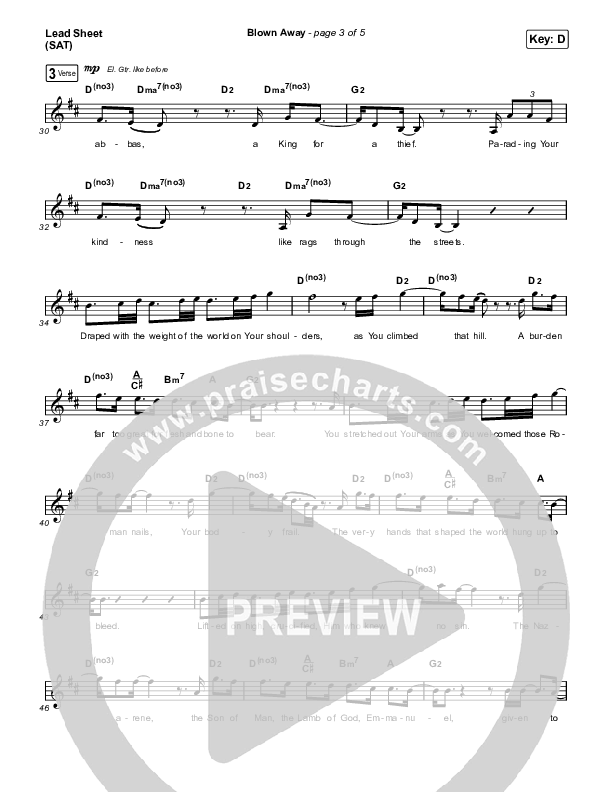 Blown Away Lead Sheet (SAT) (Hillsong UNITED)