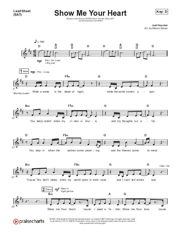 Show Me Your Heart Lead Sheet (SAT) (Hillsong UNITED)