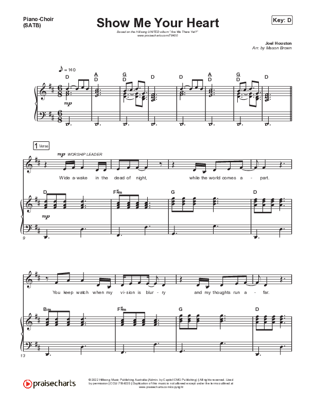 Show Me Your Heart Piano/Vocal Pack (Hillsong UNITED)