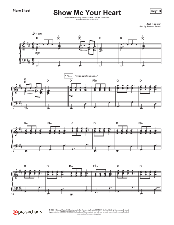 Show Me Your Heart Piano Sheet (Hillsong UNITED)