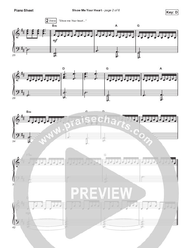 Show Me Your Heart Piano Sheet (Hillsong UNITED)