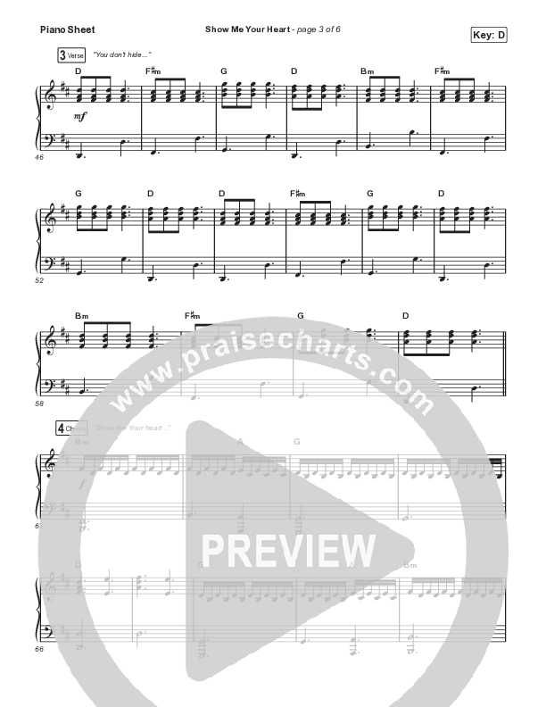 Show Me Your Heart Piano Sheet (Hillsong UNITED)