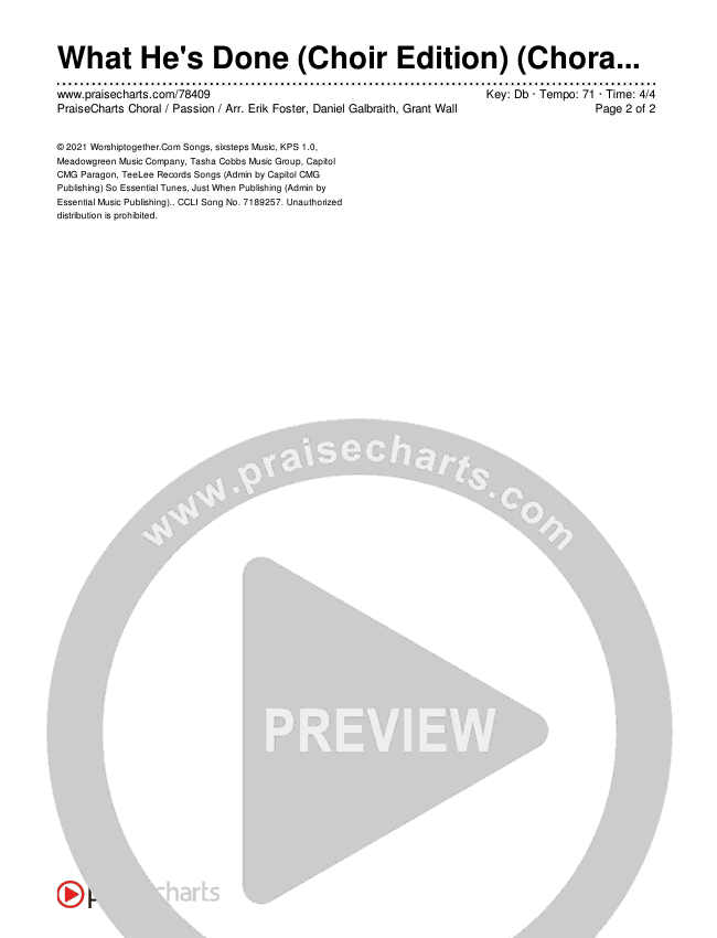 What He's Done (Choir Edition) (Choral Anthem) Chords & Lyrics (Passion / Arr. Erik Foster)